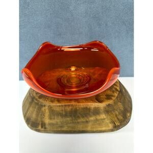 Viking Mid Century Modern Style Orange Glass Candy Dish